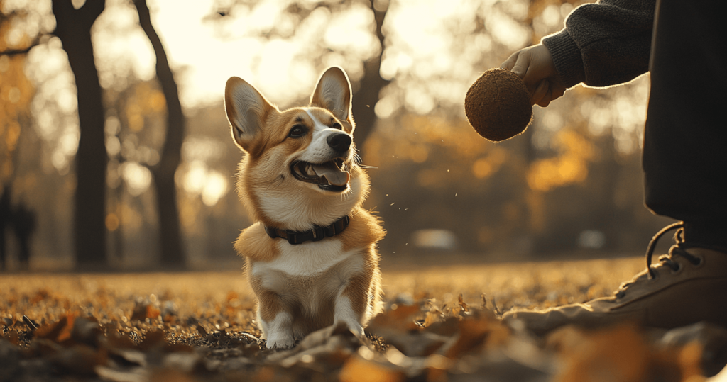 - 圖片：柯基犬與主人享受運動時光